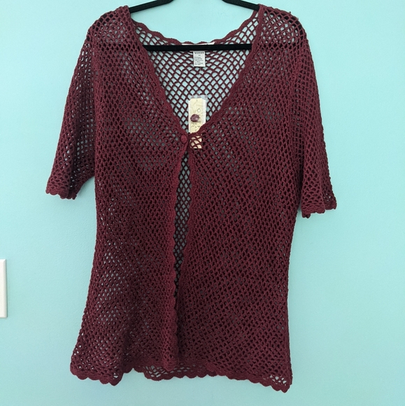 Outfit Woman  Burgundy Knit Cardigan 1x - Picture 1 of 4